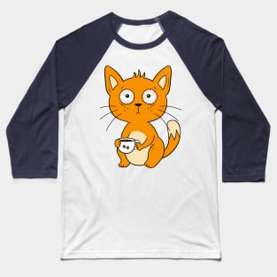 Cat Needs Strong Coffee First Baseball T-Shirt